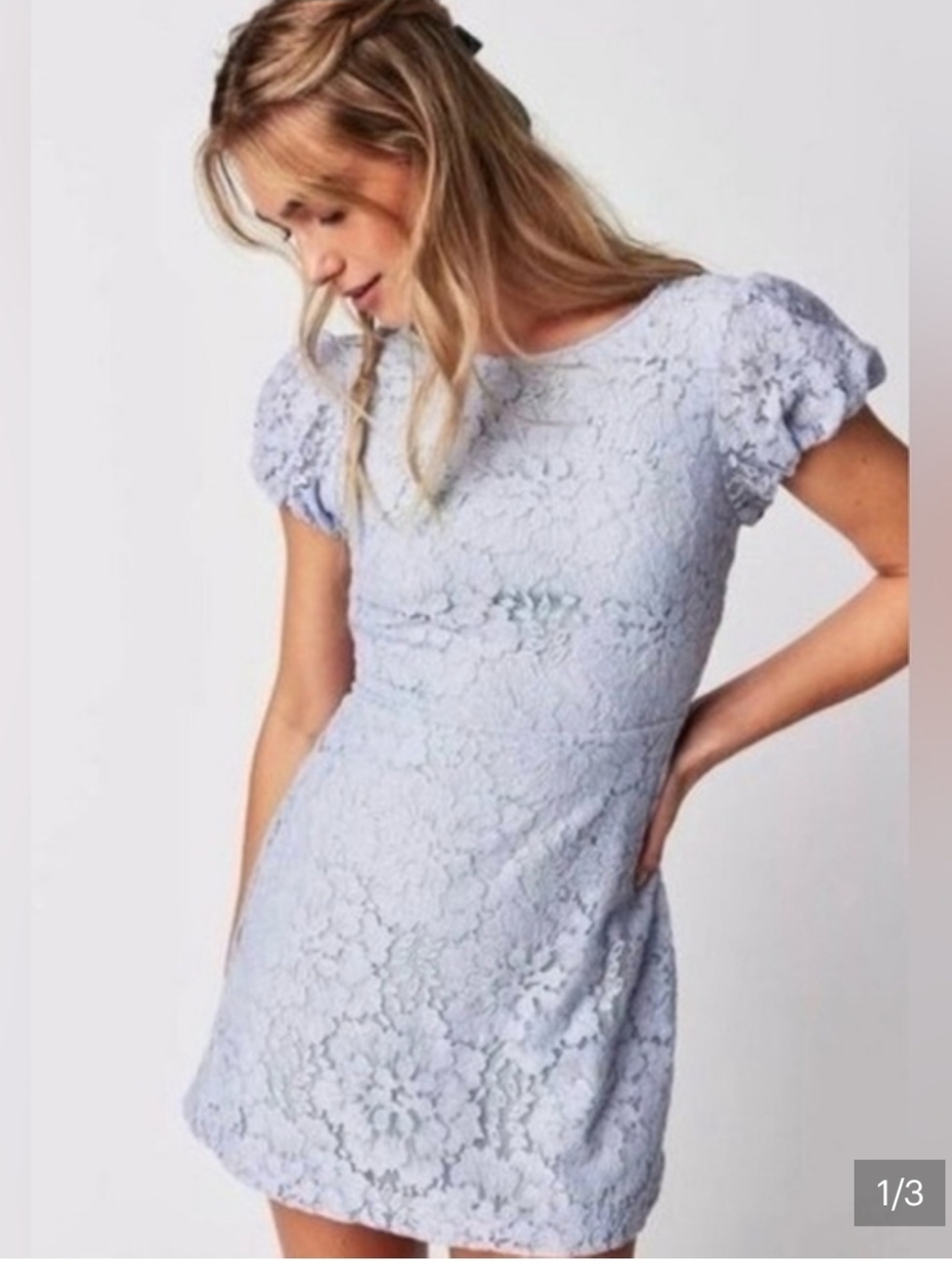 Free People Hailee Mini Lace Dress in Twinkling Perry